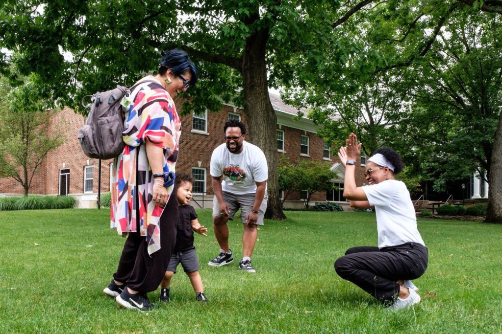 Professor Truss dancing with alum D'Angelo Bailey's son